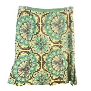 Anthropologie Fei Velvet Waistline Retro Floral Corduroy Skirt Size 12